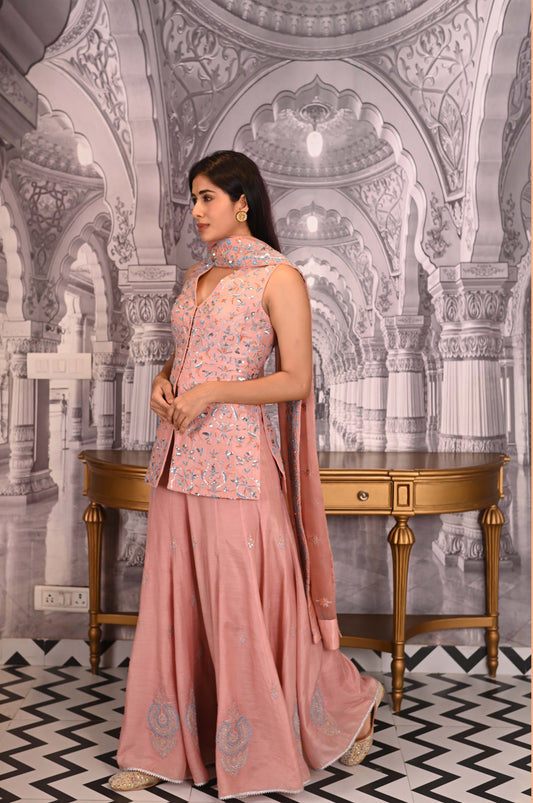 Onion Pink Sharara Set
