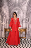 Red Chanderi Sharara Set