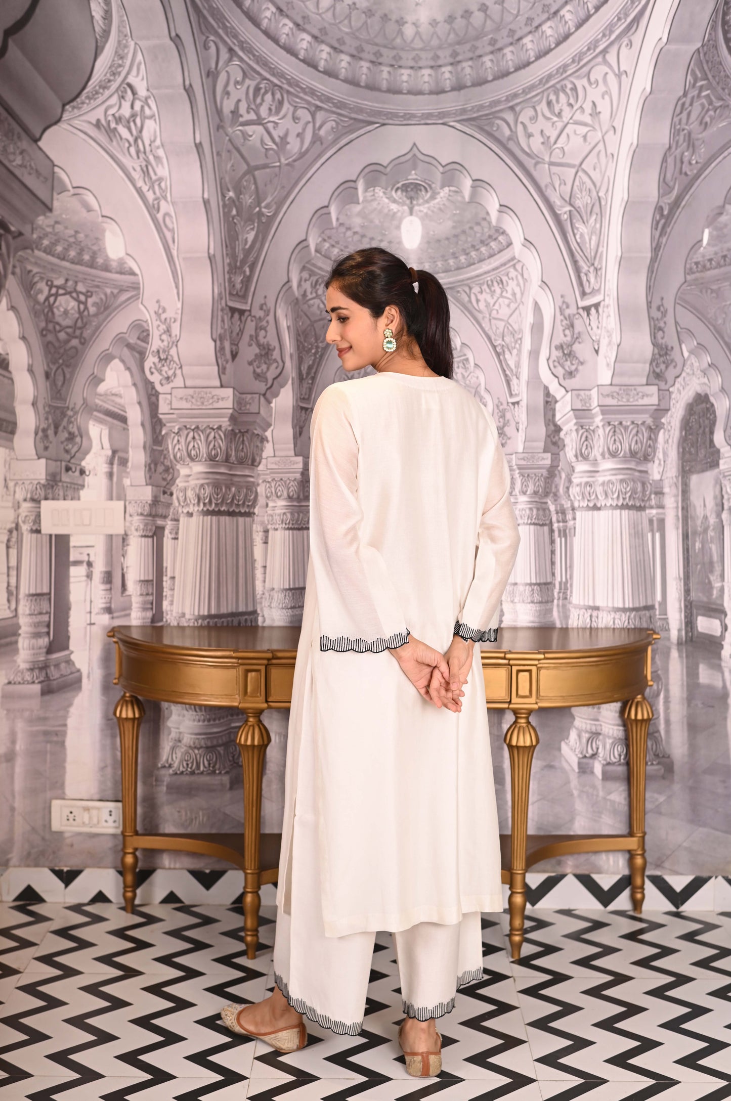 Ivory Chanderi Suit Set