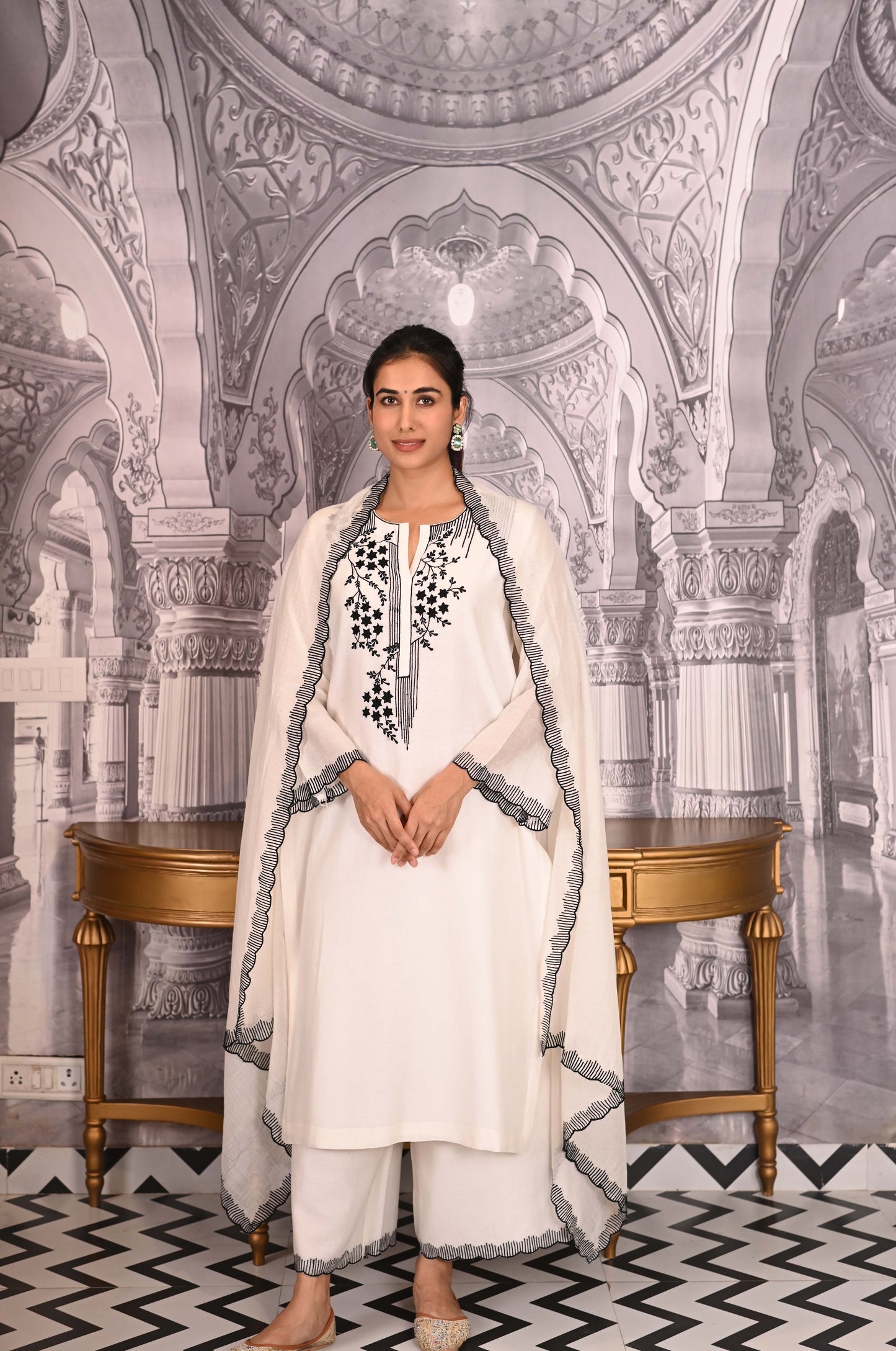 Ivory Chanderi Suit Set