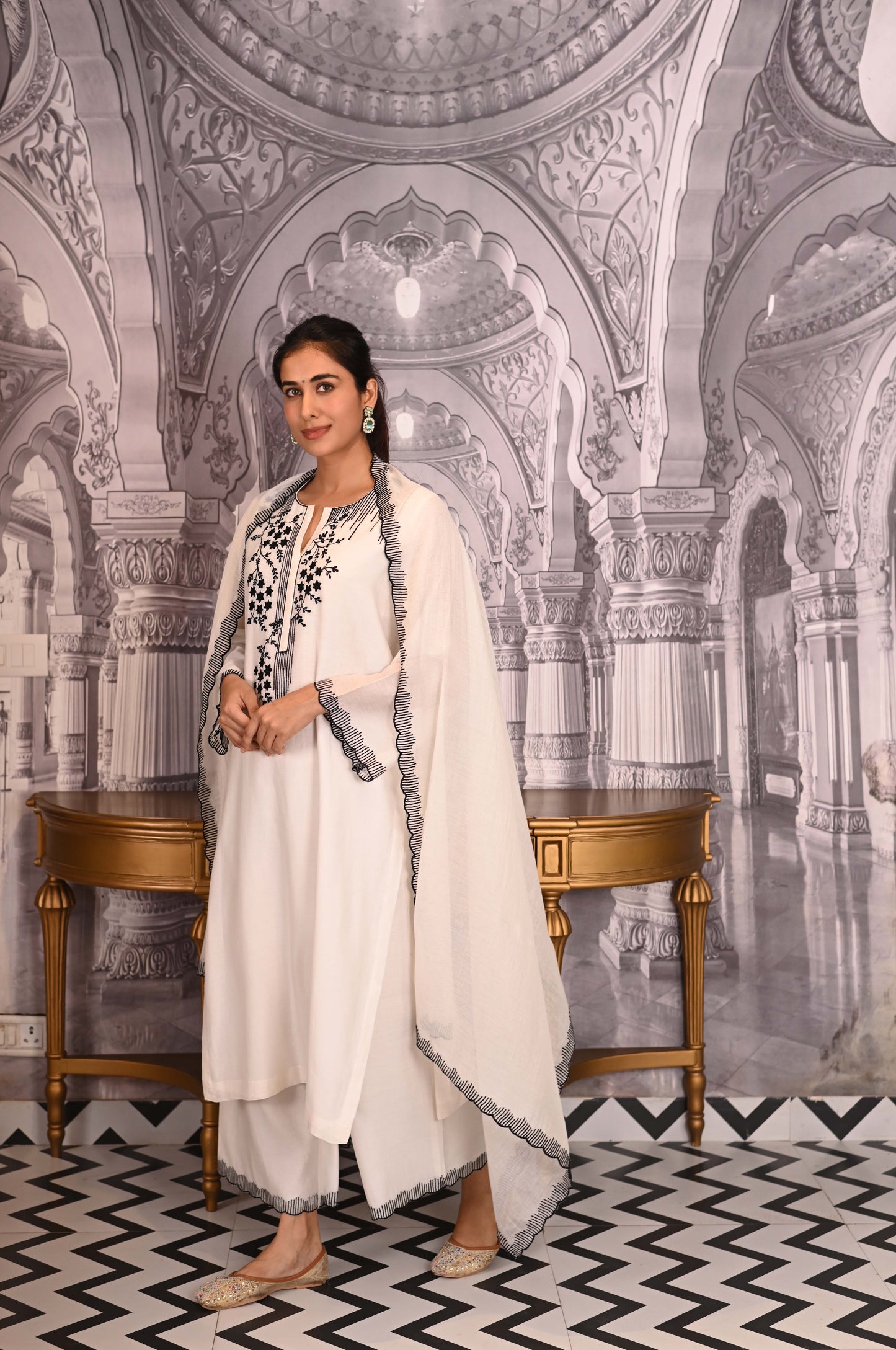 Ivory Chanderi Suit Set