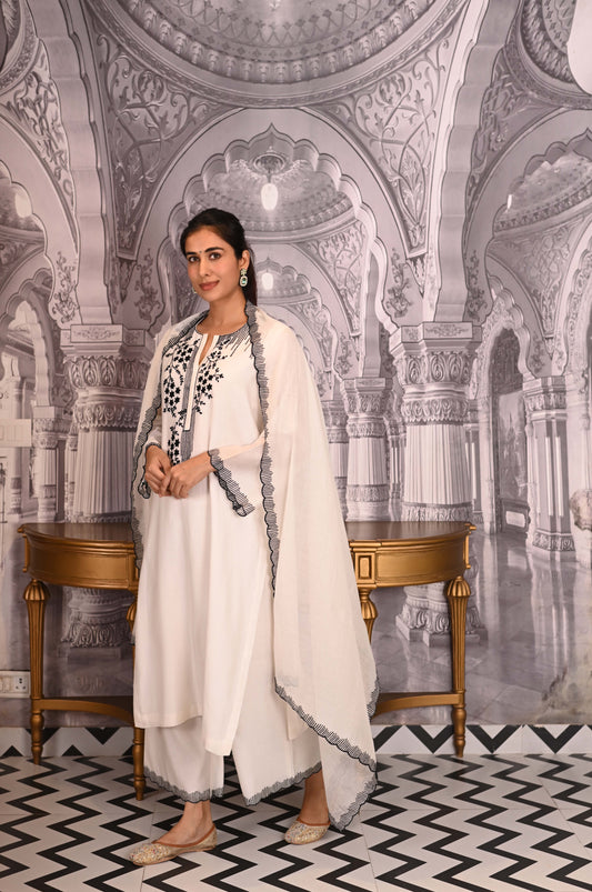 Ivory Chanderi Suit Set
