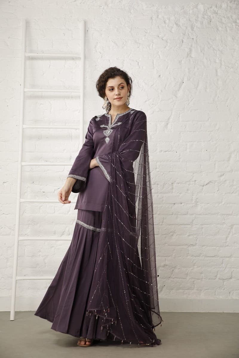 Puple satin Suit set