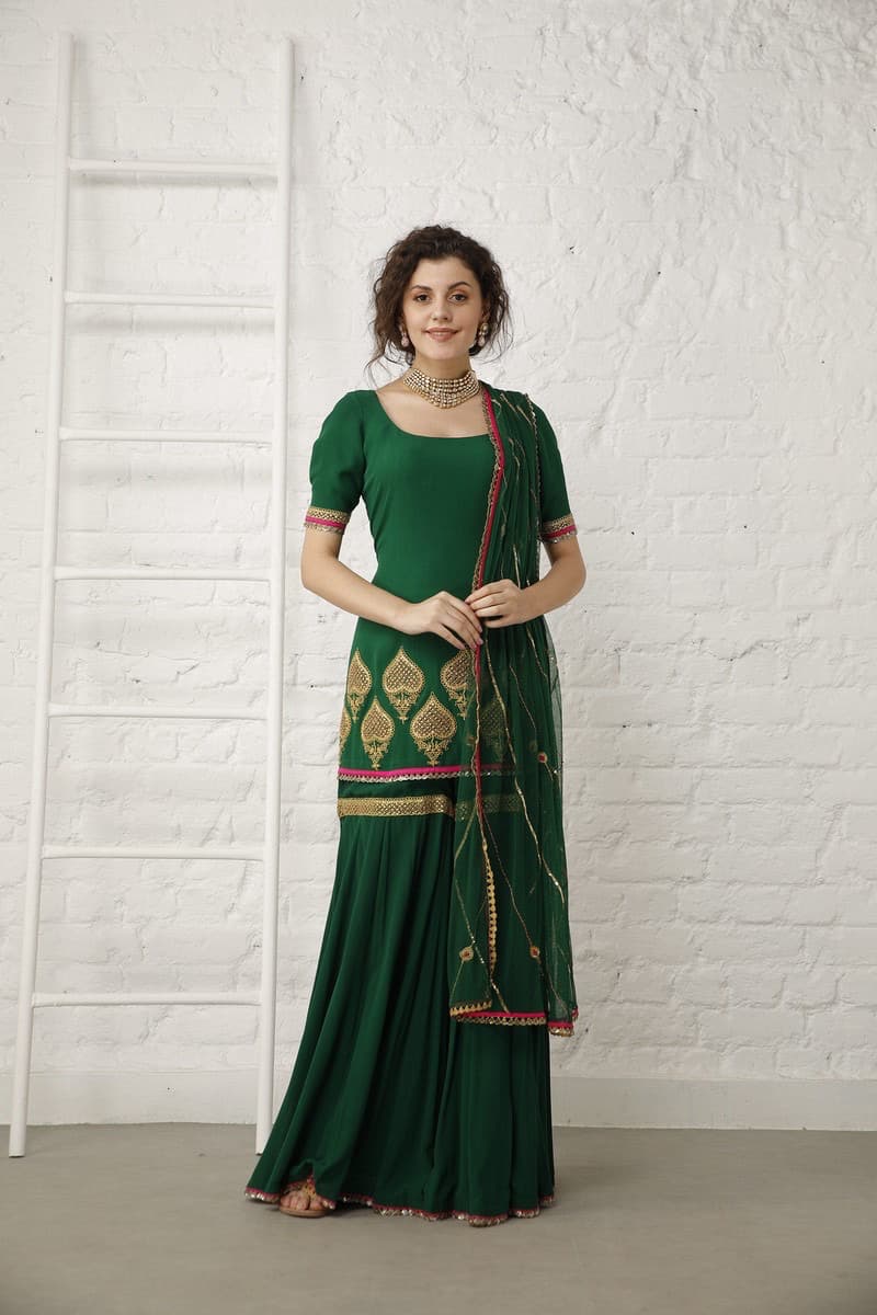 Pataudi Green Sharara Set