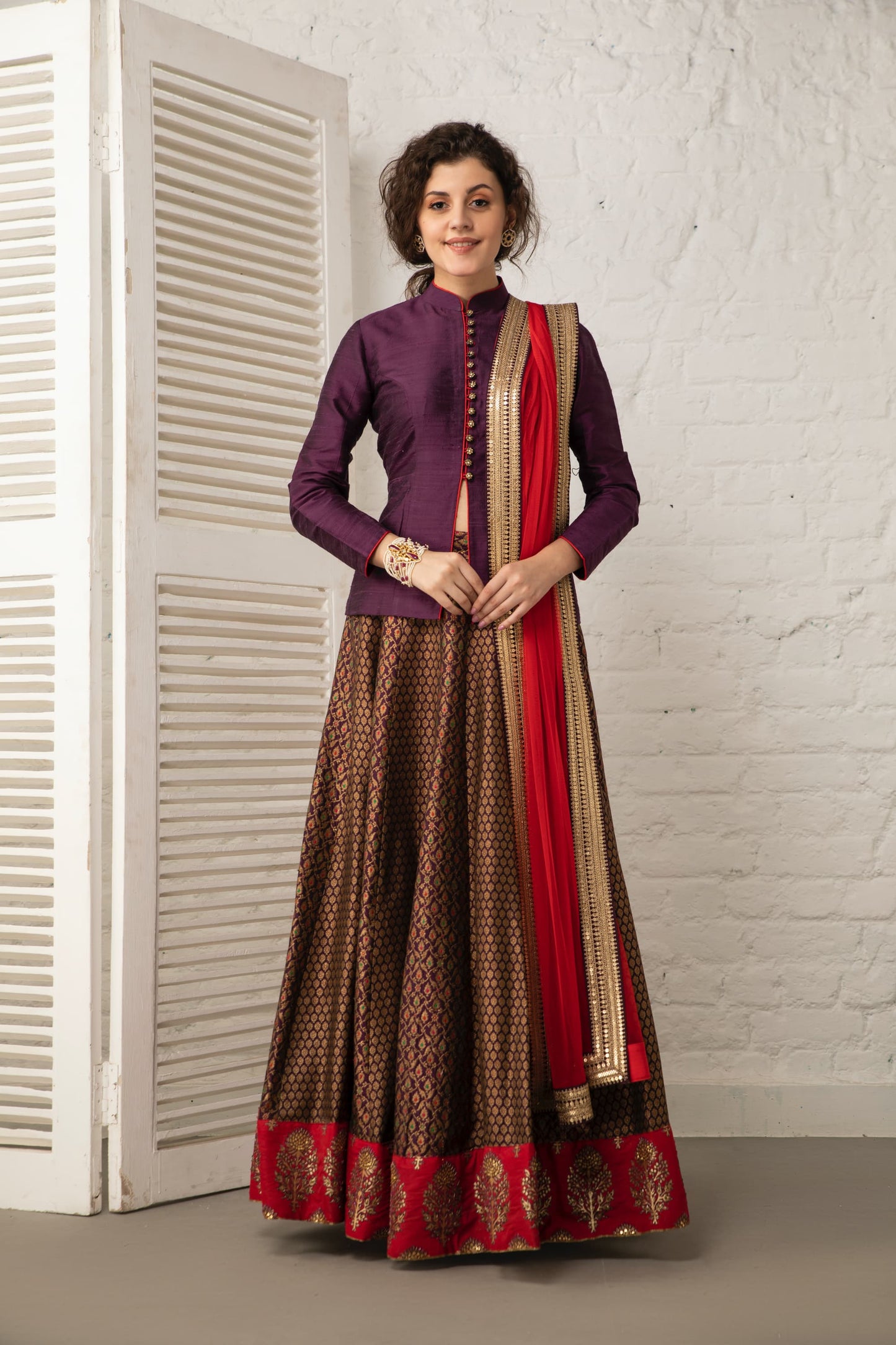 Puple and Copper Lehenga set