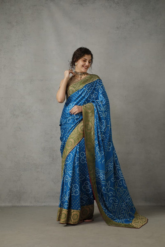 Midnight Blue Gajji Silk Saree