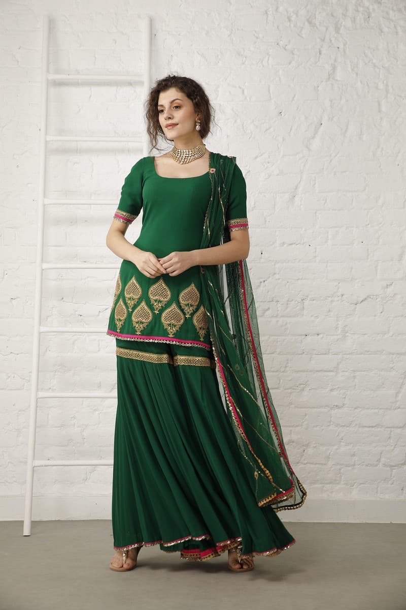 Pataudi Green Sharara Set