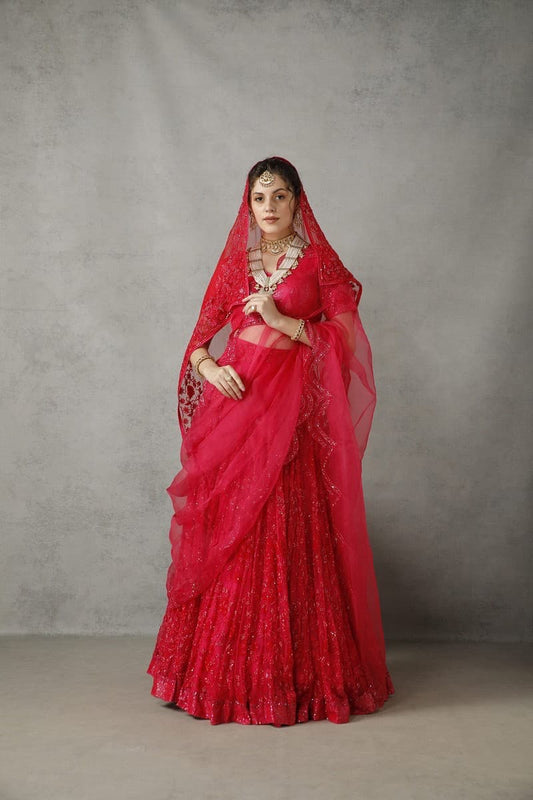 Fuchsia Rose Bridal Lehenga Set