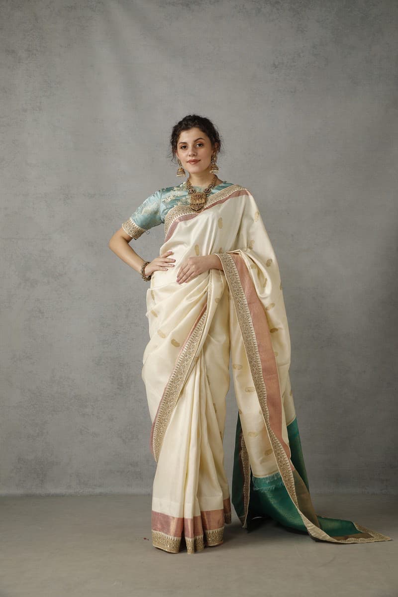 Ivory Silk Pataudi Saree