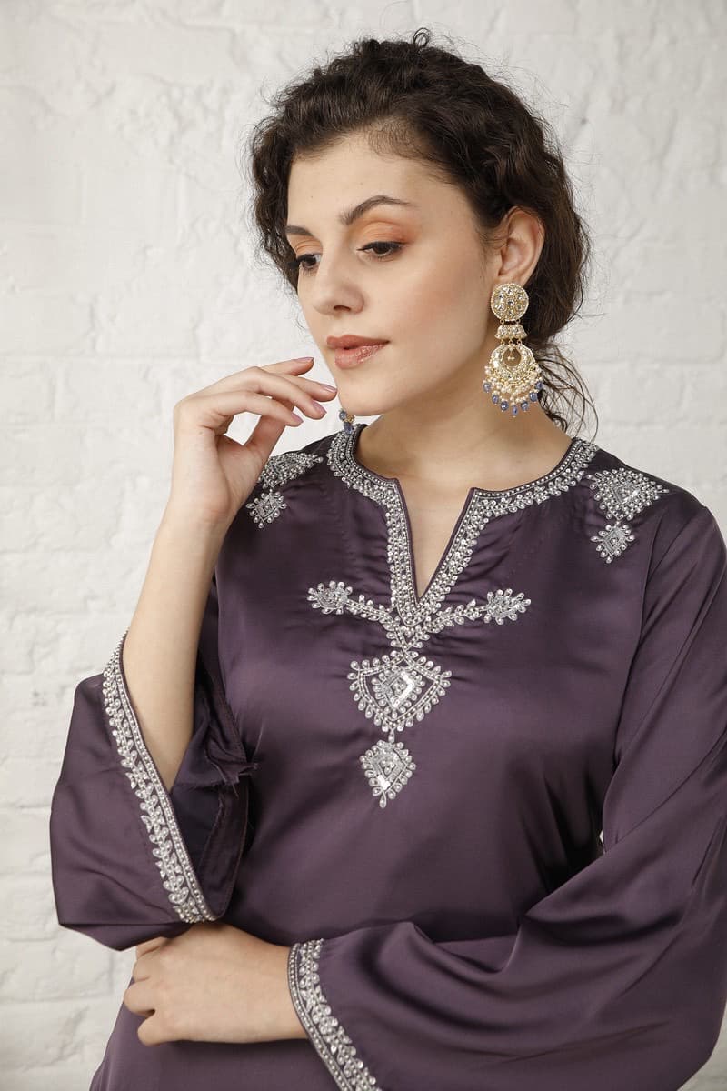 Puple satin Suit set