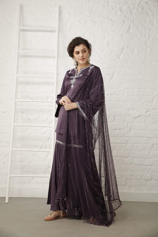 Puple satin Suit set