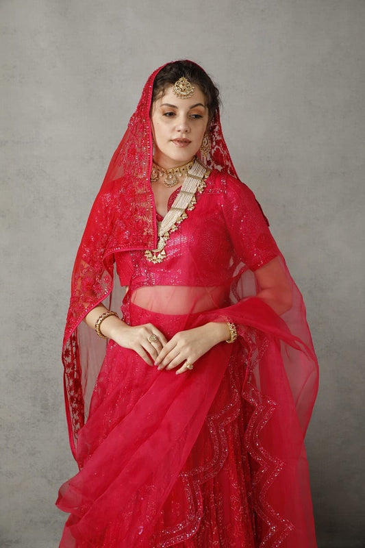 Fuchsia Rose Bridal Lehenga Set
