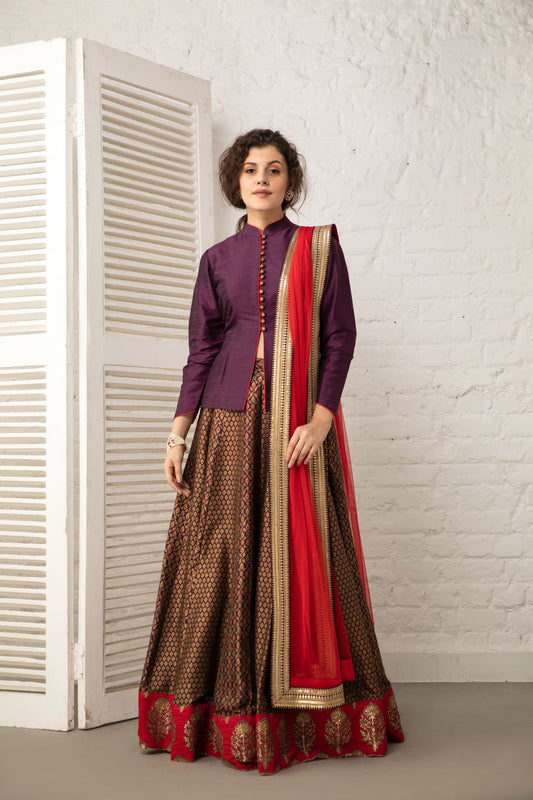 Puple and Copper Lehenga set
