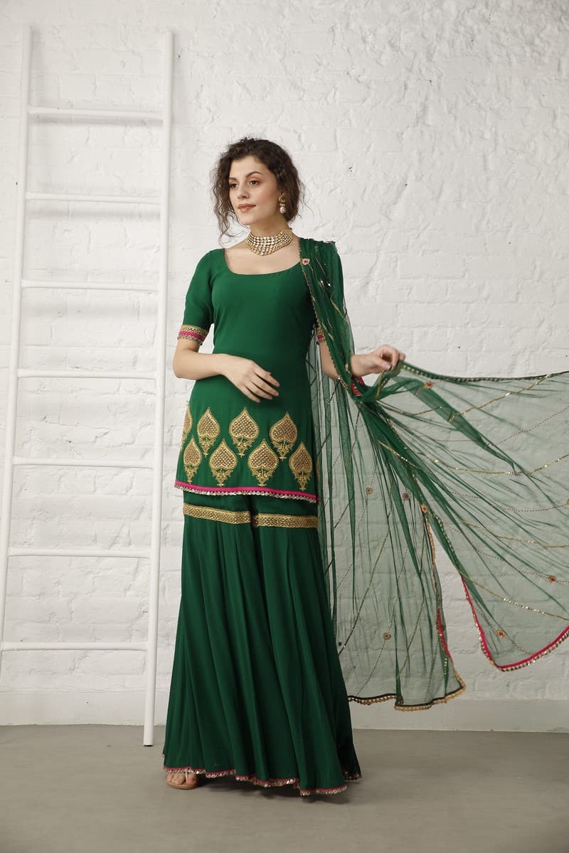 Pataudi Green Sharara Set