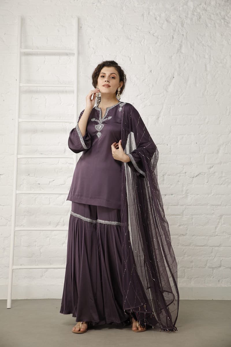 Puple satin Suit set