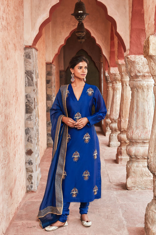 Electric Blue Chanderisilk Suit Set