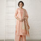 Vintage peach Chanderi Suit Set