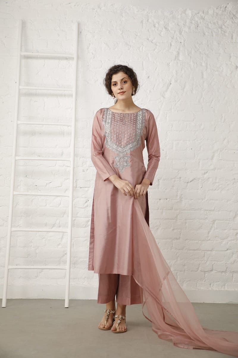Vintage Dust rose Silk set