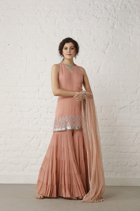 Vintage Peach Sharara Set