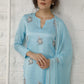 Vintage Blue Silk Suit Set