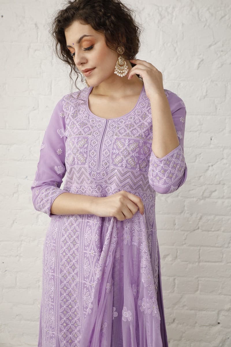 Vintage Lilac Chickenkari Suit Set