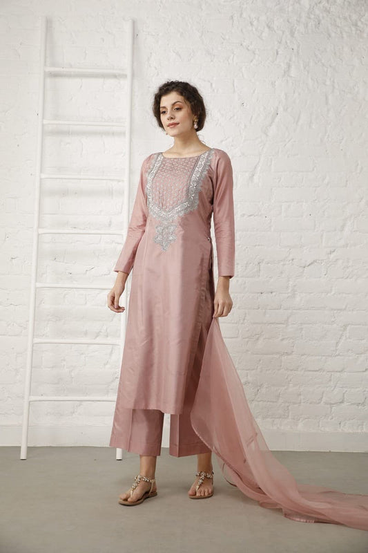 Vintage Dust rose Silk set