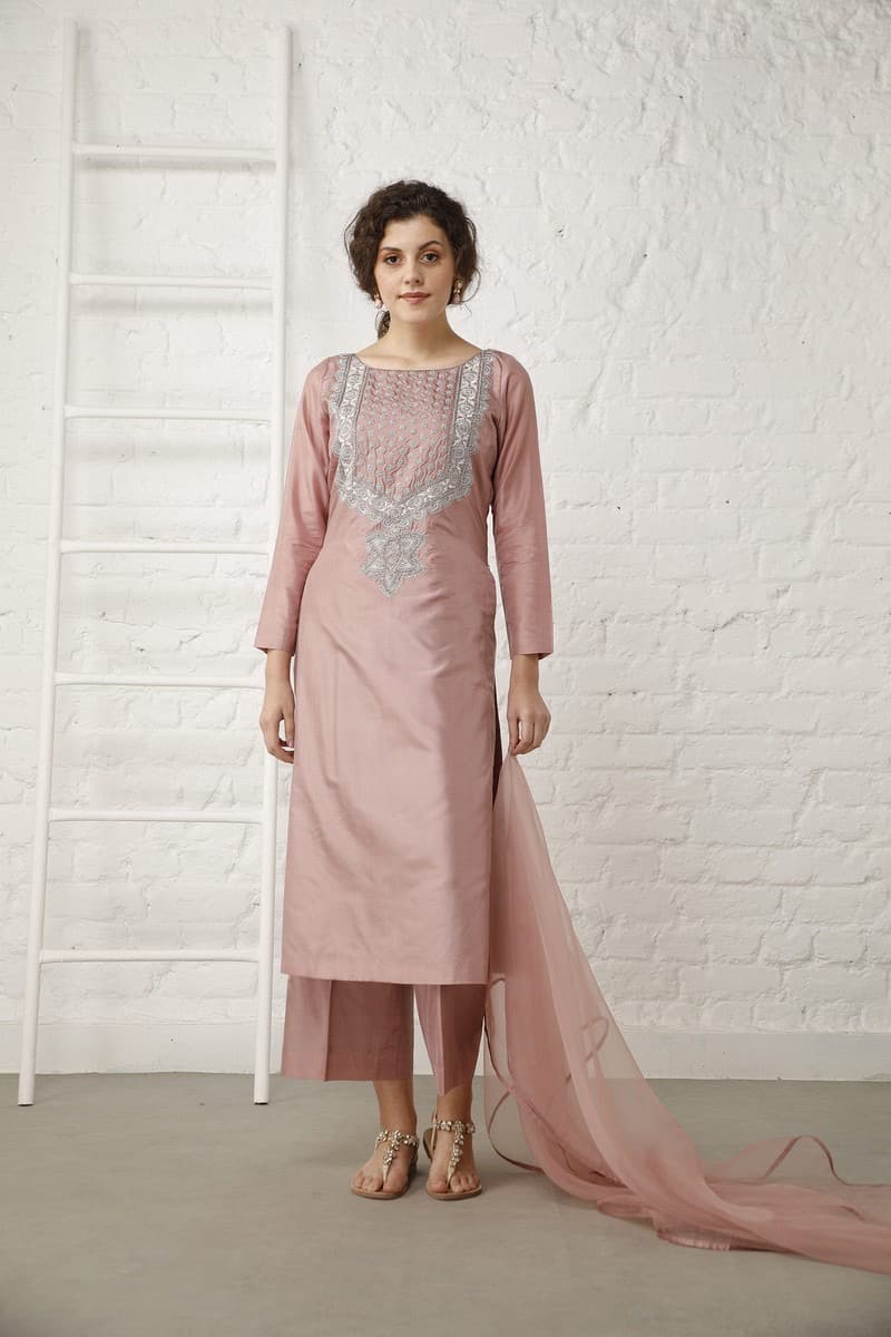 Vintage Dust rose Silk set