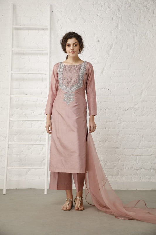 Vintage Dust rose Silk set