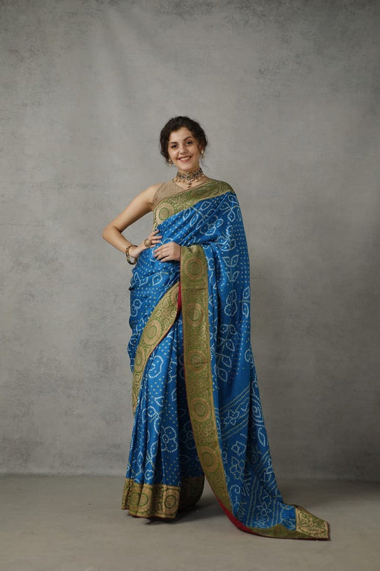 Midnight Blue Gajji Silk Saree