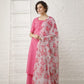 Rani Pink Suit Set with Printed Dupatta
