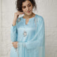 Vintage Blue Silk Suit Set