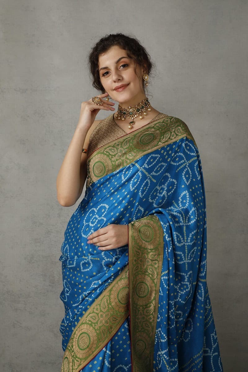 Midnight Blue Gajji Silk Saree