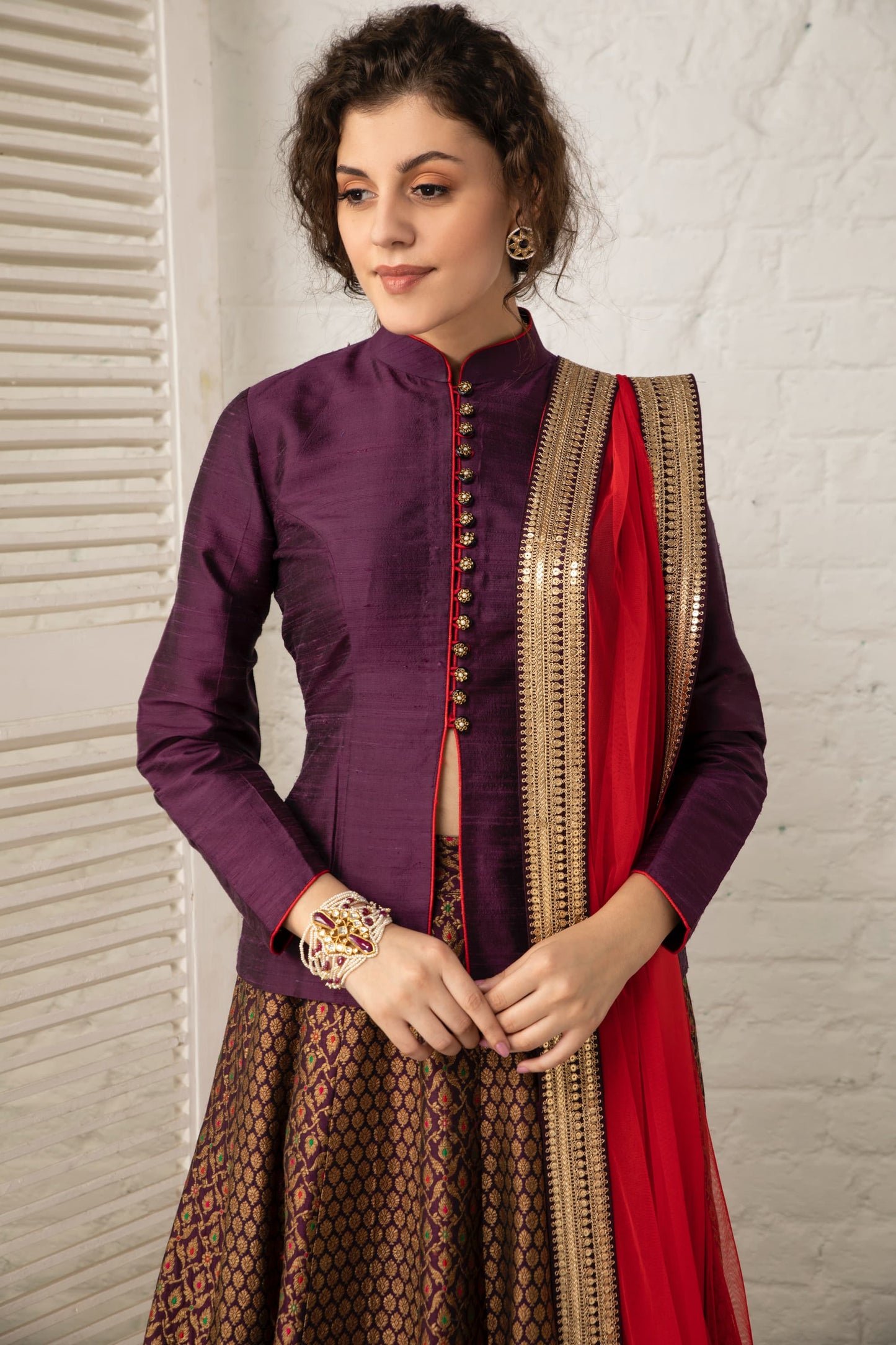 Puple and Copper Lehenga set