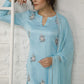 Vintage Blue Silk Suit Set