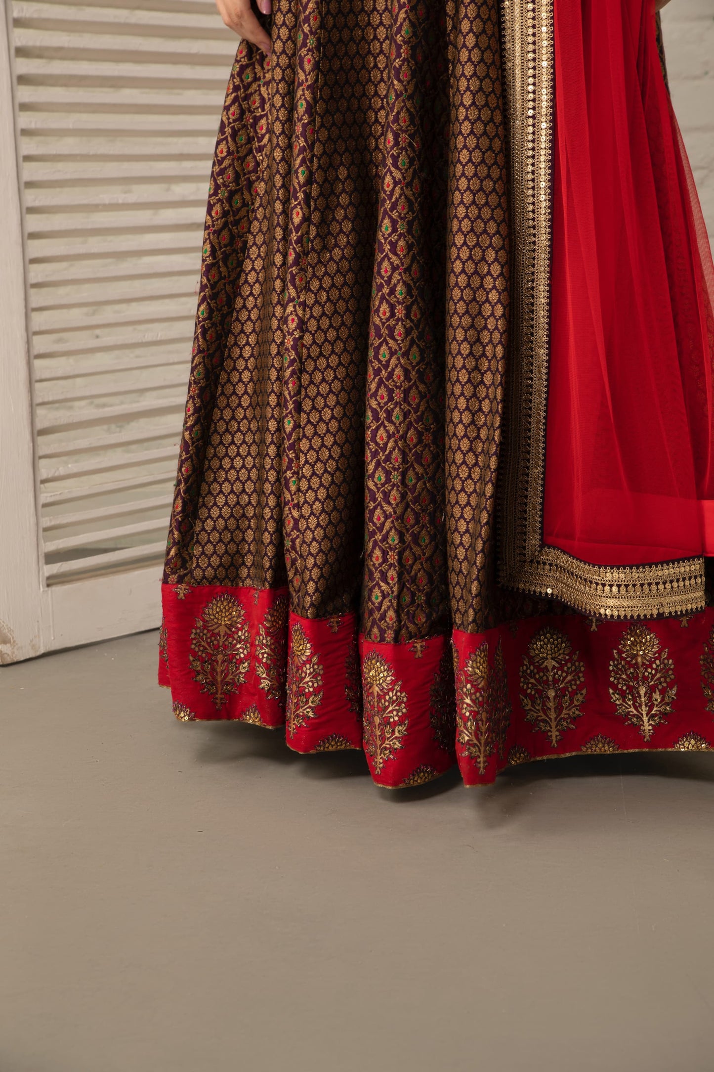 Puple and Copper Lehenga set