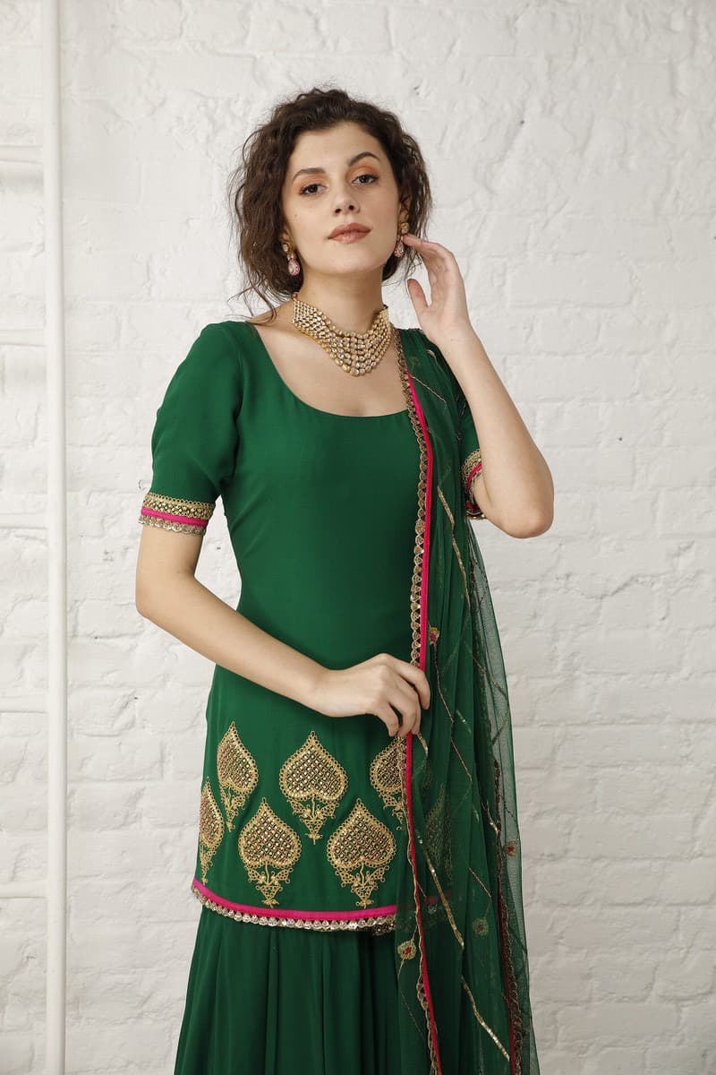Pataudi Green Sharara Set