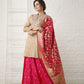 Rani Pink lehenga with Beige Top