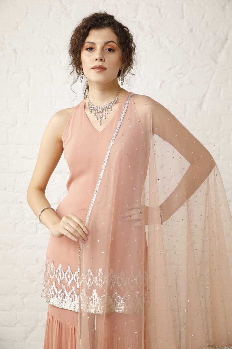 Vintage Peach Sharara Set