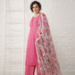Rani Pink Suit Set with Printed Dupatta