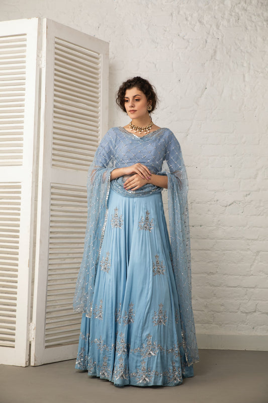 Vintage Blue Lehenga Set