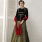 Emerald green velvet and banarasi Lehenga set