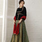 Emerald green velvet and banarasi Lehenga set