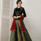 Emerald green velvet and banarasi Lehenga set