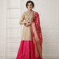 Rani Pink lehenga with Beige Top