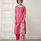 Rani Pink Suit Set with Printed Dupatta