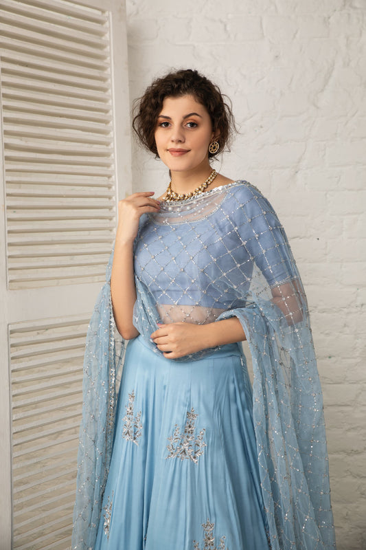 Vintage Blue Lehenga Set