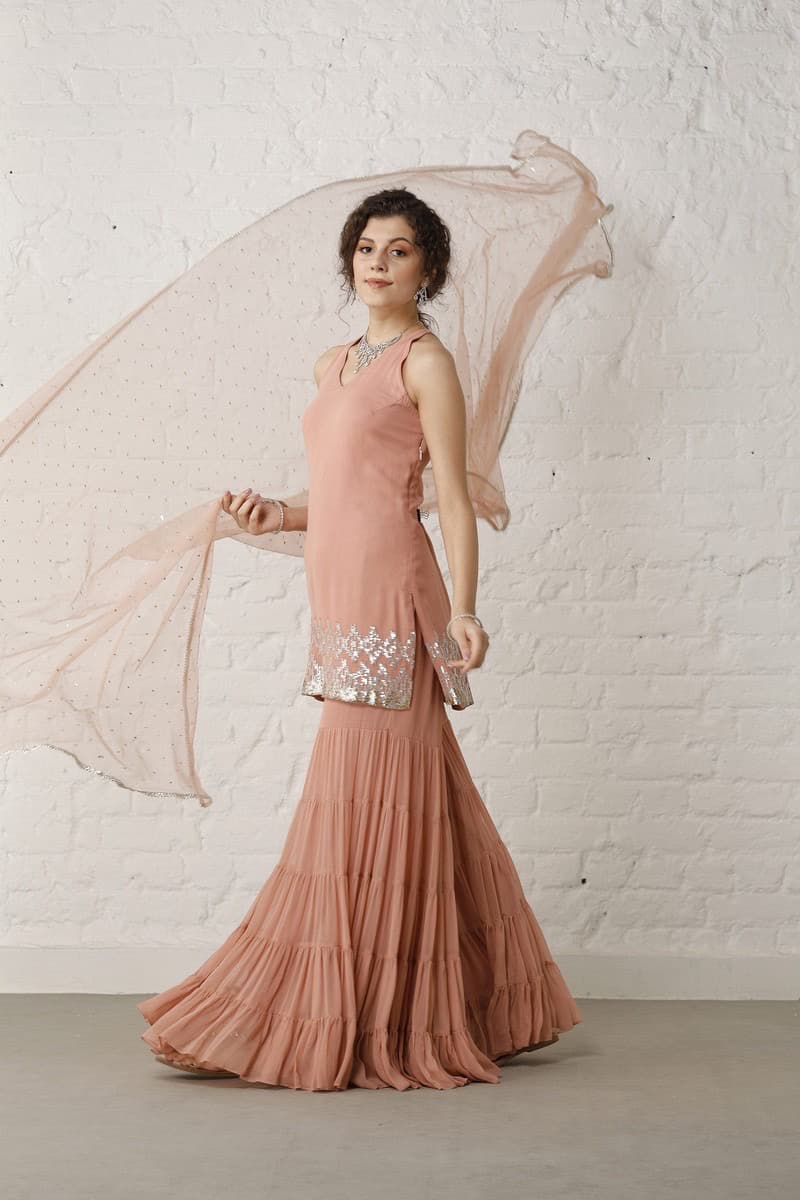 Vintage Peach Sharara Set