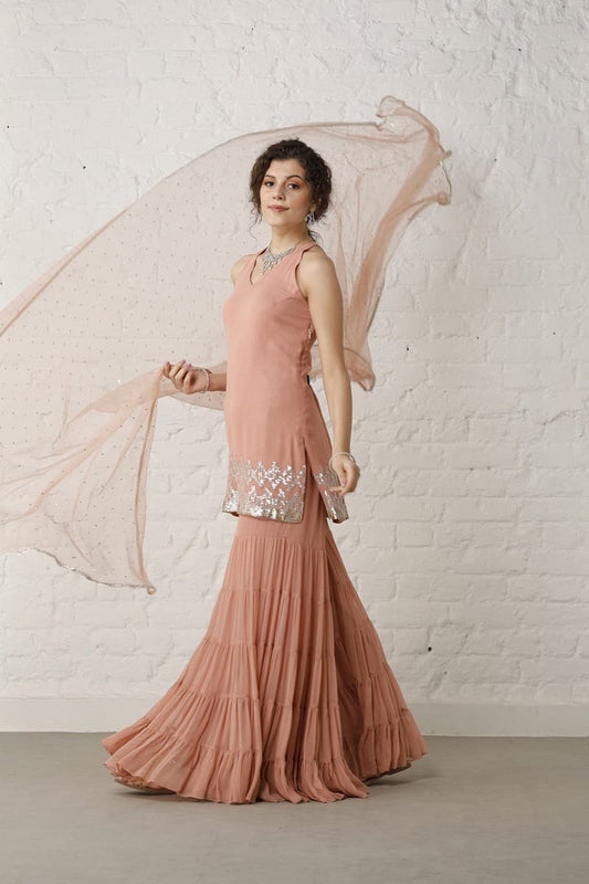 Vintage Peach Sharara Set