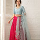 Blue and Pink Lehenga Set