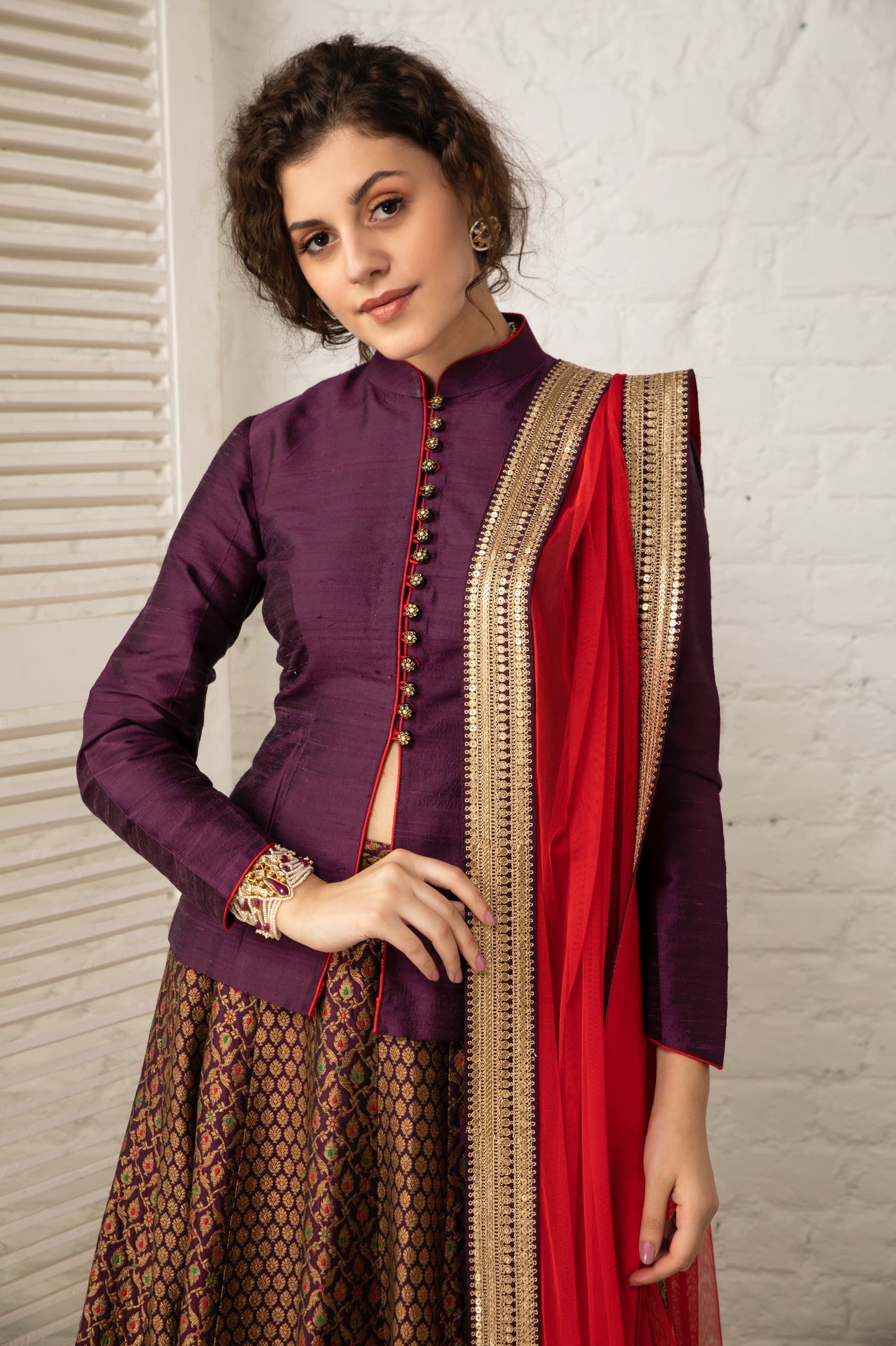 Puple and Copper Lehenga set